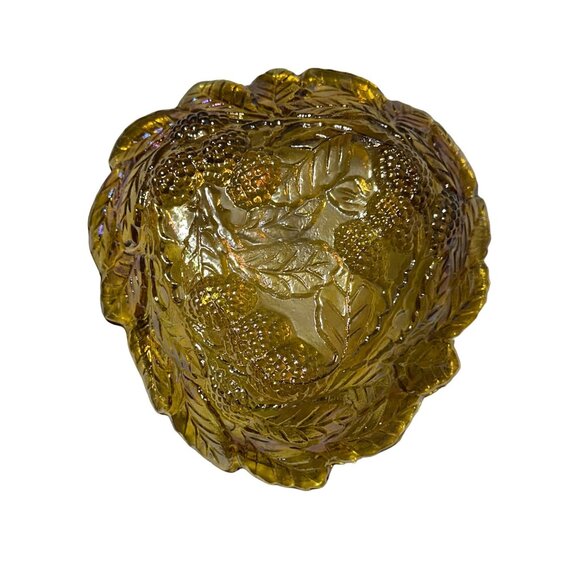 Vintage Indiana Glass Loganberry‎ Candy Dish Triangular Amber Carnival Glass - Picture 1 of 7